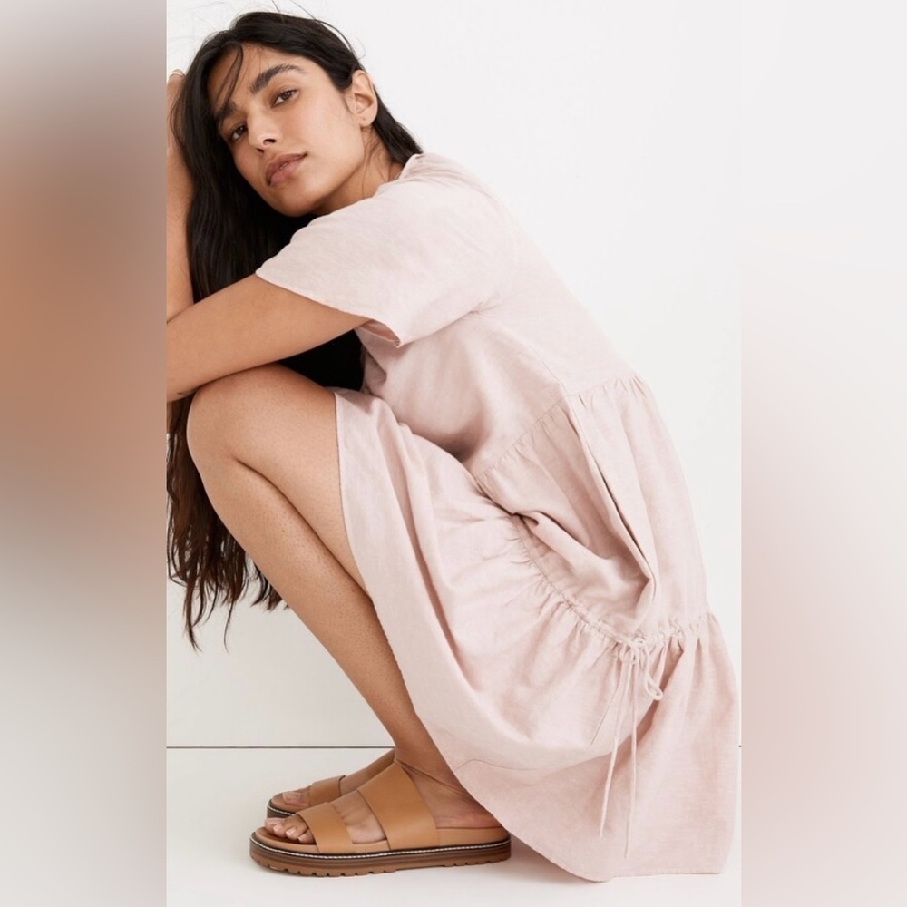 Madewell Linen Blend Lorelei Small Mini Dress
Pink V-neck Tiered Summer Boho - Picture 4 of 10